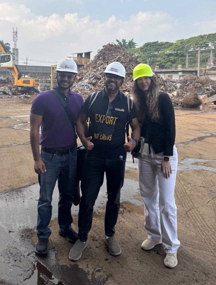 The Anytime Metals team at a scrap yard in Brazil